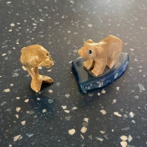 Set of 2 miniature stone carvings